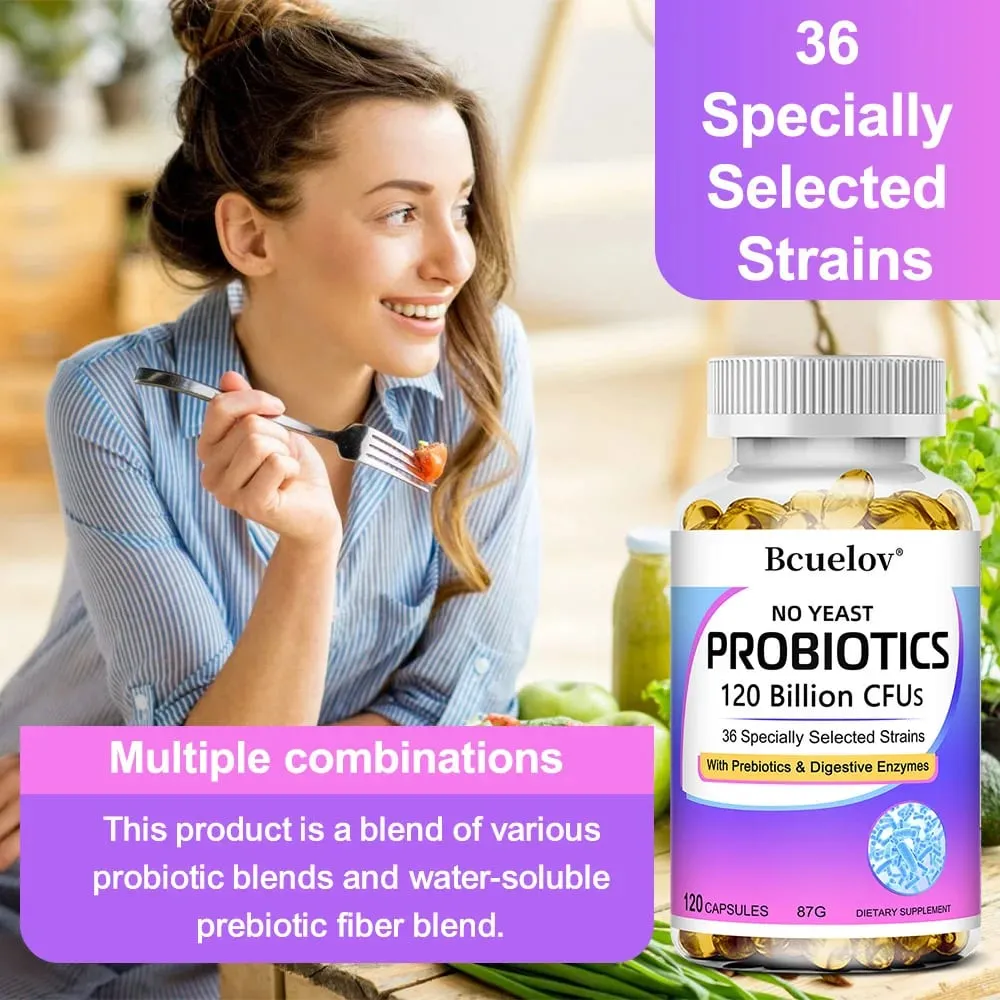 Ang Probiotics 120 Billion CFU na may Prebiotics at Digestive Enzymes ay sumusuporta sa Digestion Gut Flora Bloating Relief at Immune Health — image 6