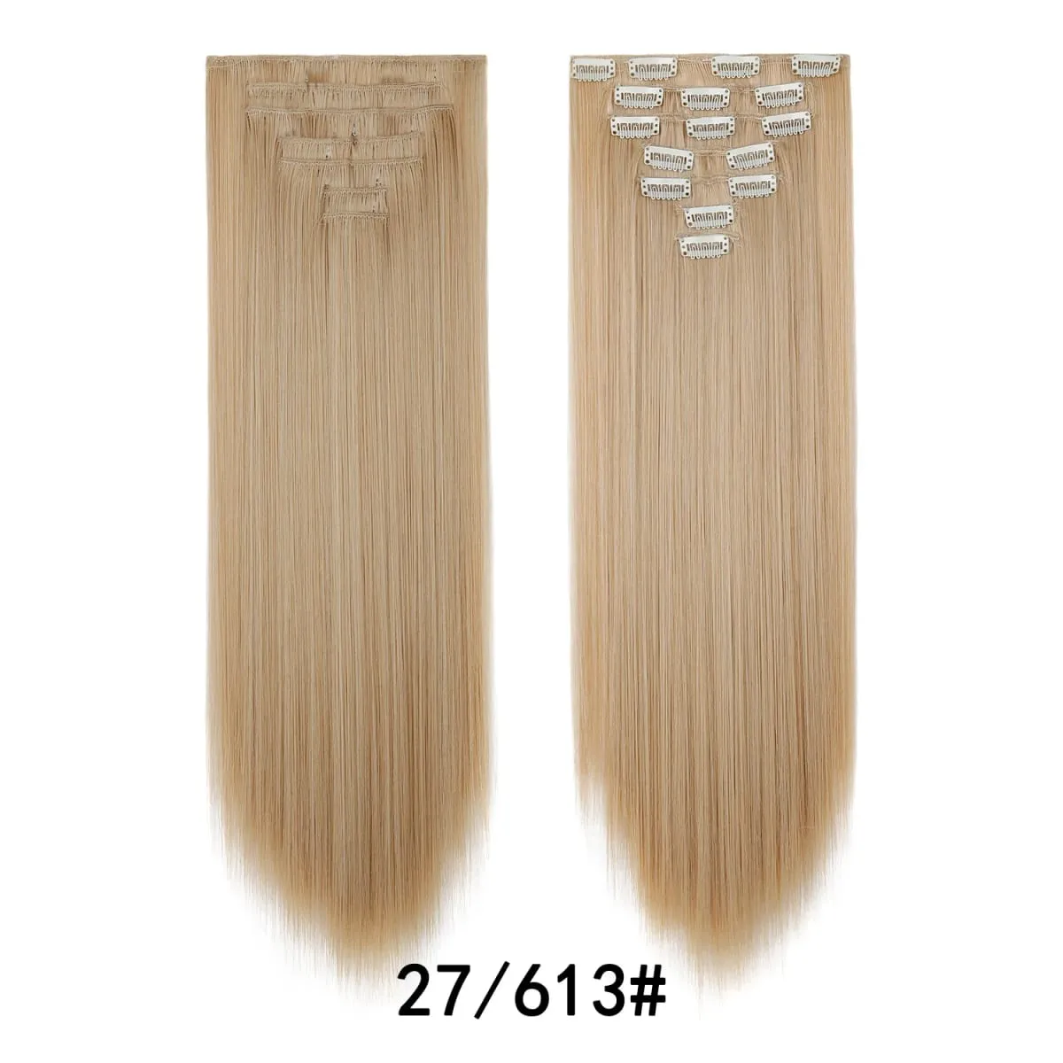 24 Inch Clip-in Hair Extensions 7 Pcs Long Straight Synthetic Hair Extensions Invisible Clip-ins Hairpieces for Women Daily