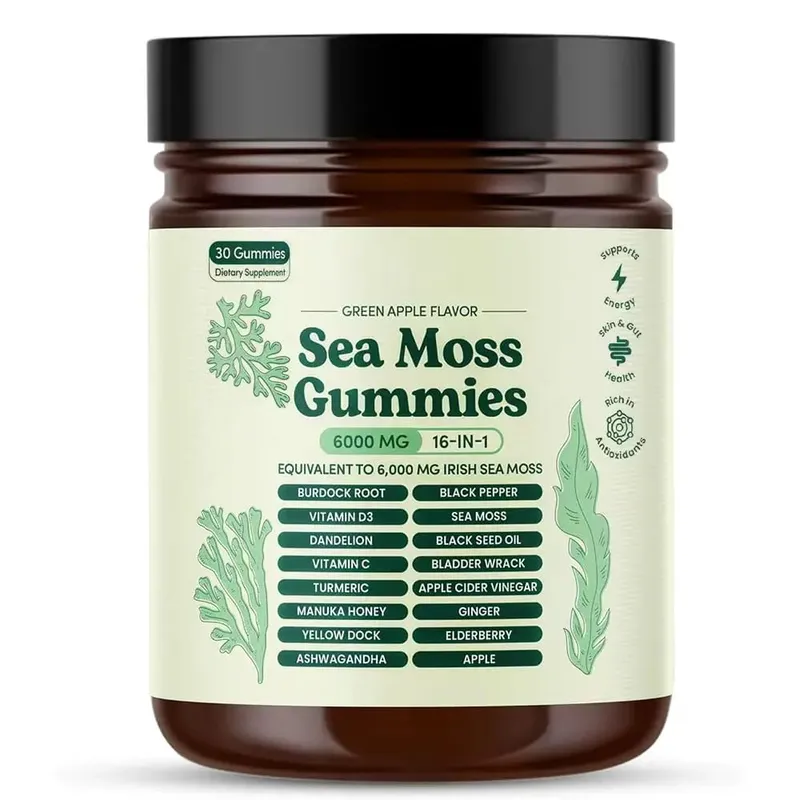 Sea Moss Gummies 16-in-1 with Black Seed Oil Ashwagandha Irish Seamoss Gummies Boosts Immune Support Wellness and Digestion — image 8