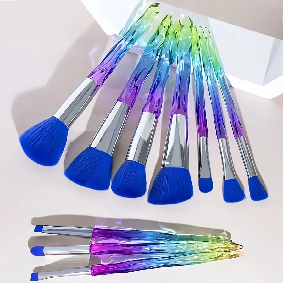 Purple Crystal Handle Makeup Brush Set Soft Synthetic Hair Foundation Blush Eye Shadow Cosmetic Brushes Kit — image 3