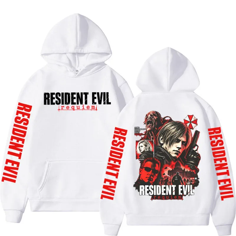 Leon Kennedy Resident Evil Requiem Merch Sweatshirts Herr Dam Casual Hoodie i fleece av hög kvalitet Harajuku klassiska gotiska hoodies — image 7