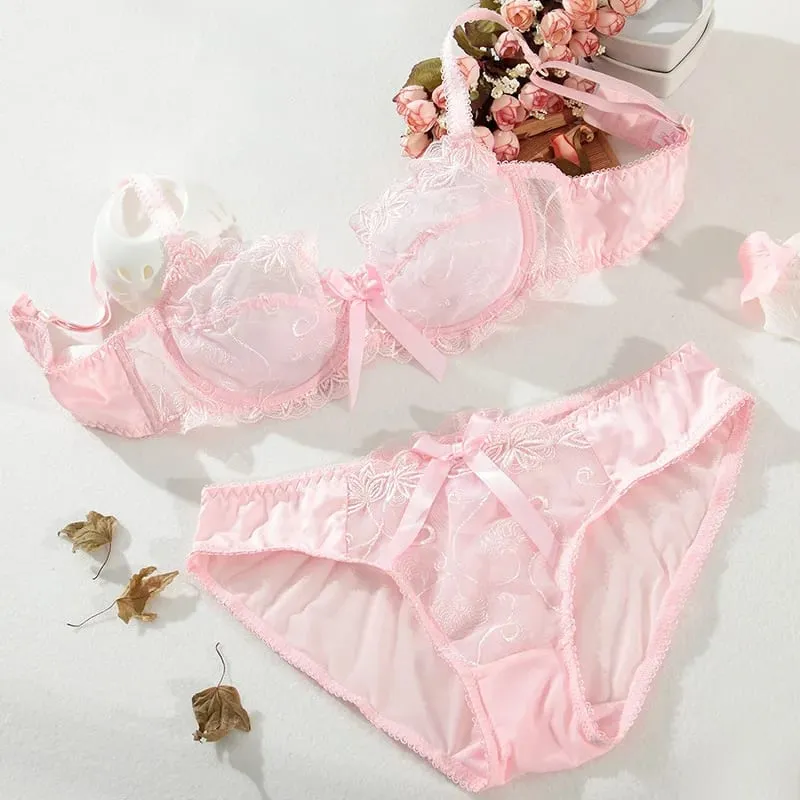 Sheer Non Padded Bralette for Small Boobs Ultra Thin Adjustable Lace Bra Sexy Halterneck Lingerie Set for Women BANERDANNI — image 10