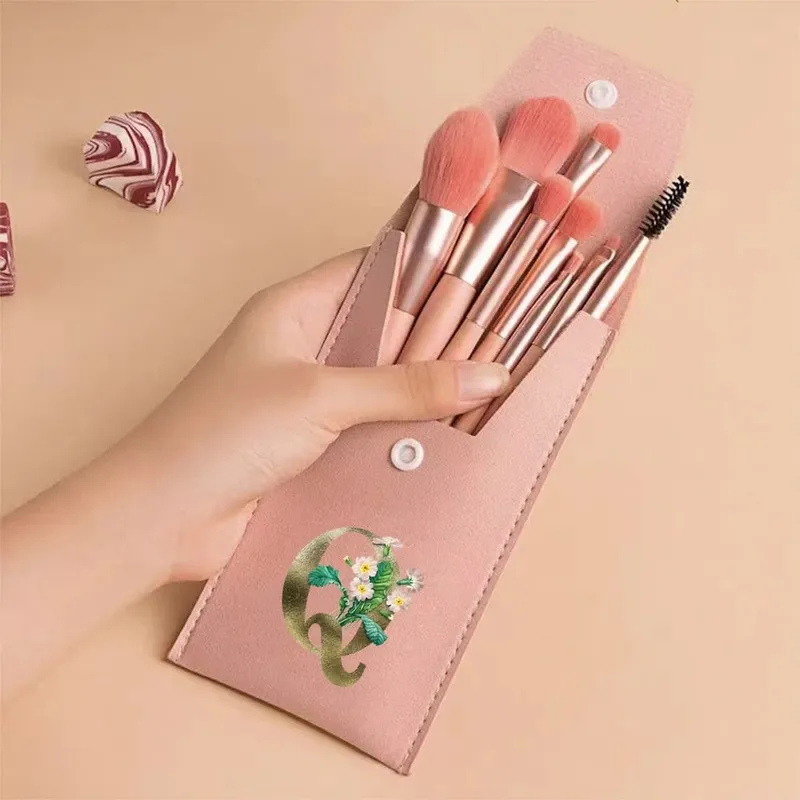 Beginners Makeup Brushes Set - Soft Fluffy Brushes For Face & Eye With PU Bag Ideal For Makeup Artists Golden Flower Pattern — image 21