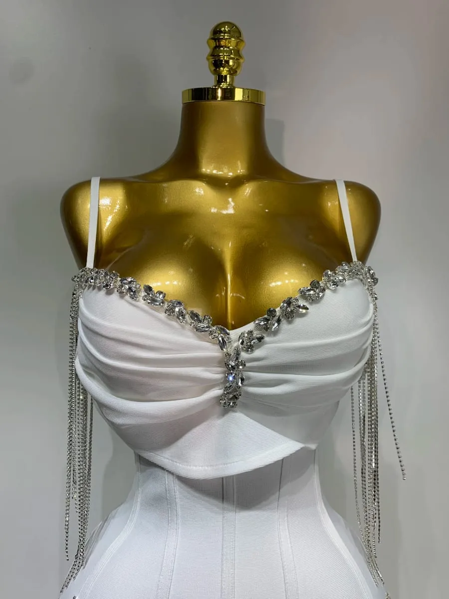 Mga Babaeng Sexy na Backless Spaghetti Strap Bodycon na walang manggas na Bandage Dress 2025 Elegant Prom Gown Club Evening Party Birthday Dresses — image 6