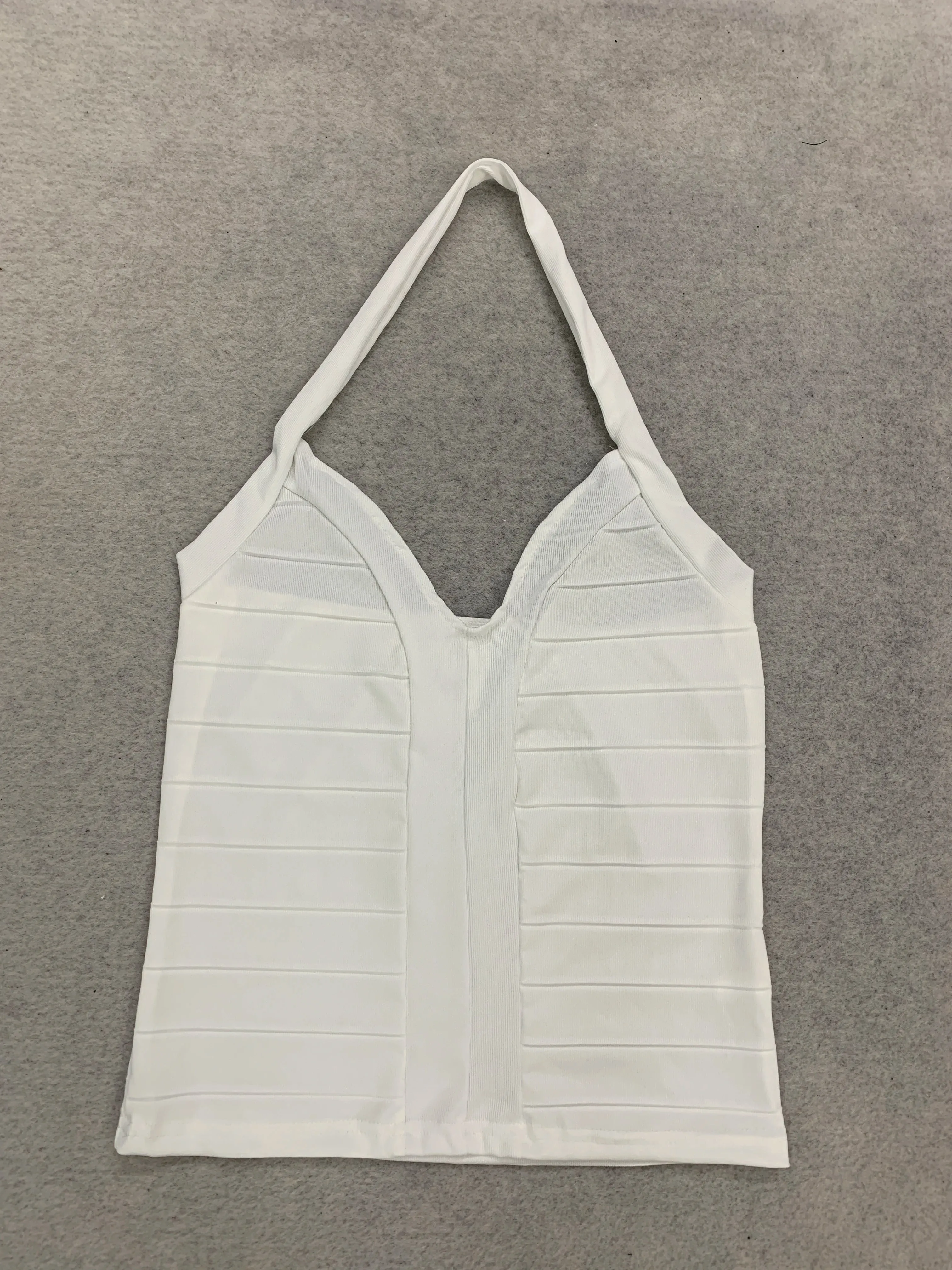 Women Halter V Neck Bandage Crop Top Bodycon Sleeveless Tank Tops Night Club Party Outfit Camisole For Daily Street Fashion Wear — image 10