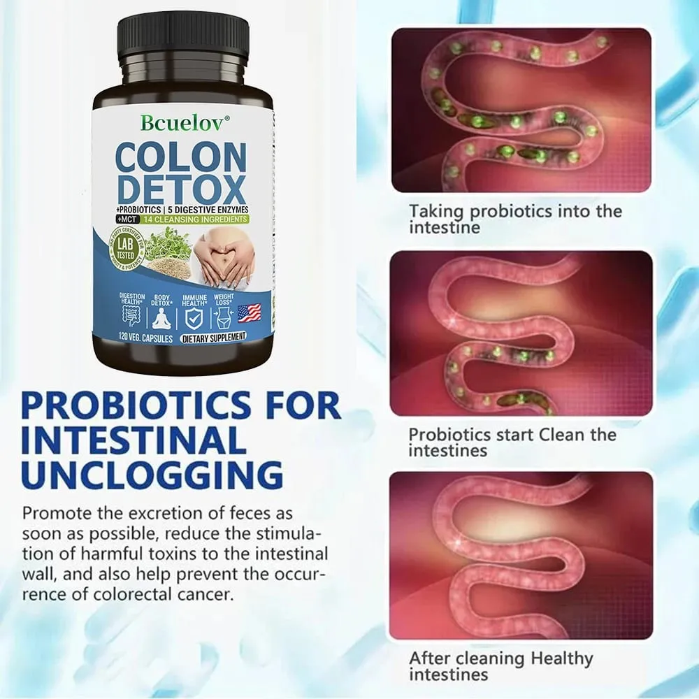 Colon Detox Probiotics Containing Psyllium Husk Relieves Constipation and Bloating Cleansing Supplement — image 4