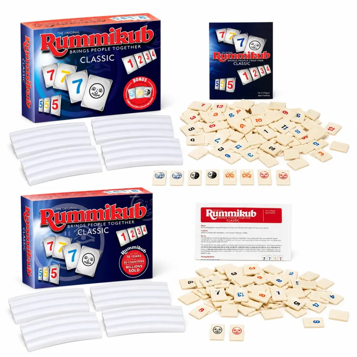 Rummikub Classic Number Tile Strategy Board Game with Racks Family Party Kids Adults English Version — image 1