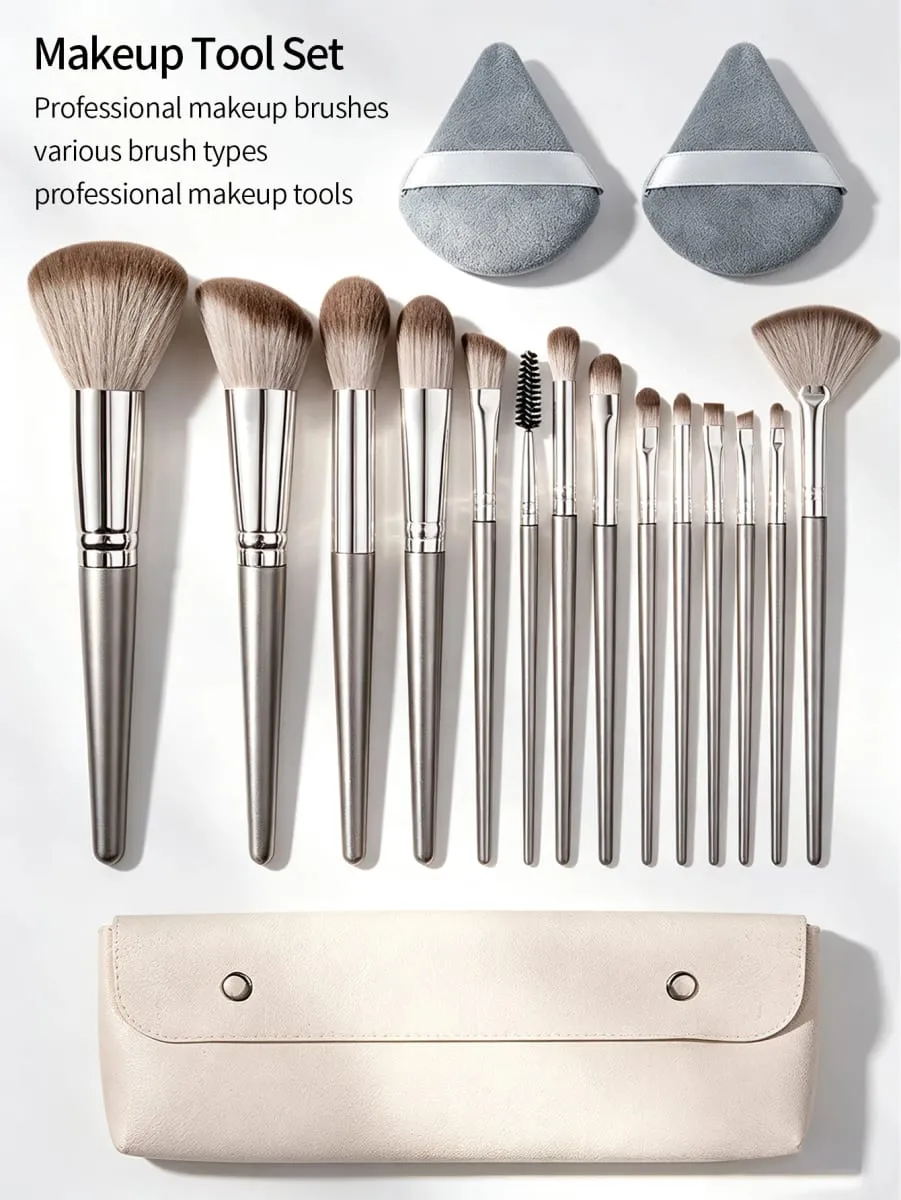 Soft Makeup Brushes Set with Triangle Powder Puff Portable Bag Foundation Blush Eyeshadow Blending Tools for Women Beginners — image 6