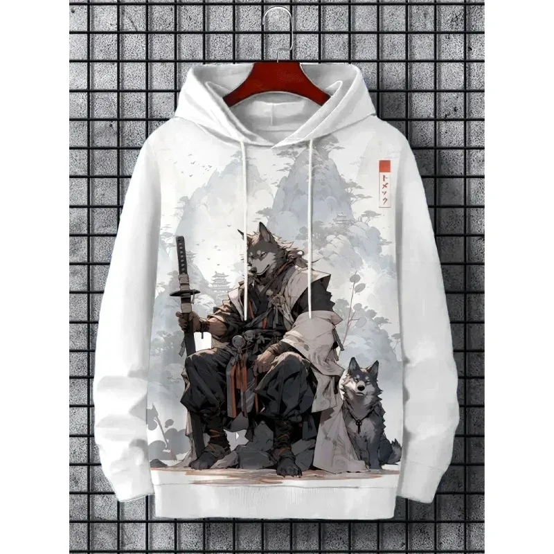 3D Printed Waves Noodles Hoodie Para sa Mga Lalaki Cool Wolf Pattern Long Sleeve Tops Casual Sweatshirt Harajuku Pullover Loose Hoodies — image 4