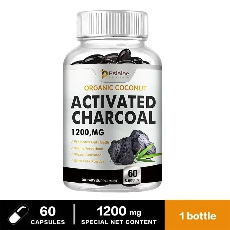 Capsules de charbon actif 1200 mg – Soutient la santé intestinale, la santé digestive, soulage les ballonnements et améliore l'immunité
