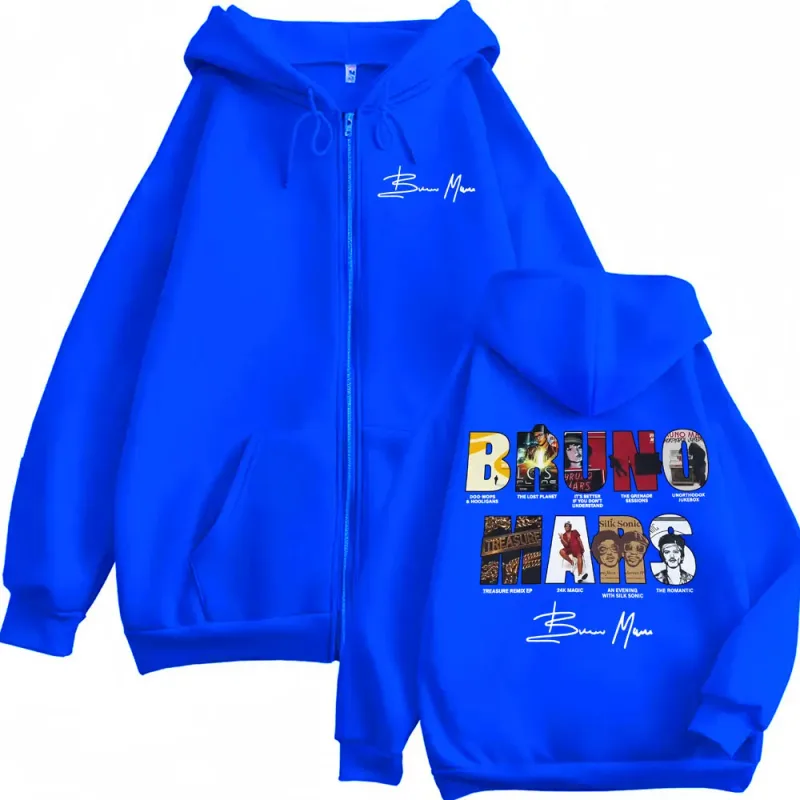 Bruno Mars The Romantic 2026 Album Cover Zip Up Hoodies Men Women Fashion Vintage Jacket Sweatshirt Fleece Cozy Zipper Pullovers — image 5