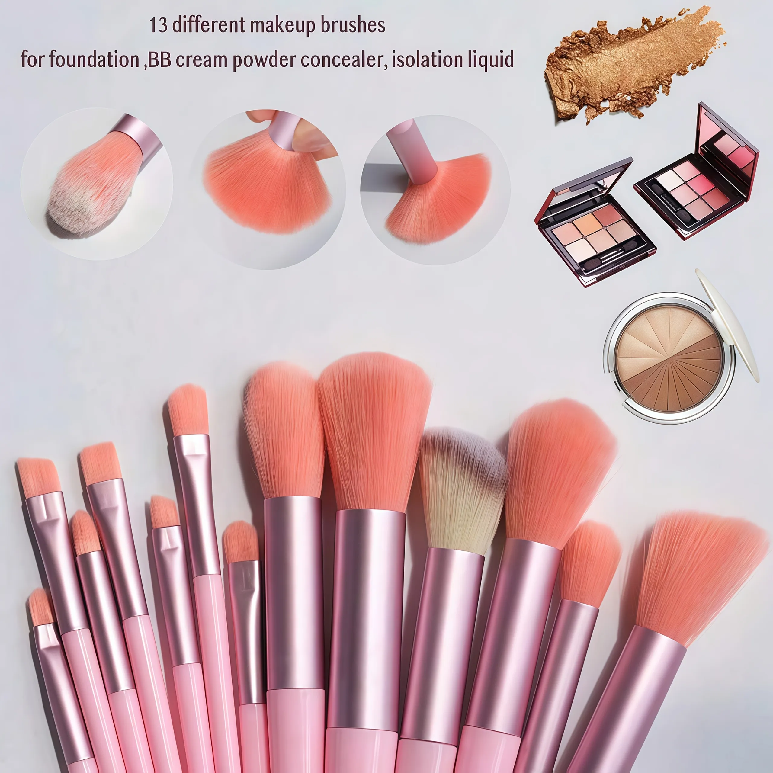 25Pcs Pro Makeup Brush & Sponge Set - 13 Brushes + 12 Hydrophilic Blenders for Liquid/Cream/Powder | Vegan Artist Kit with Pouch — image 2