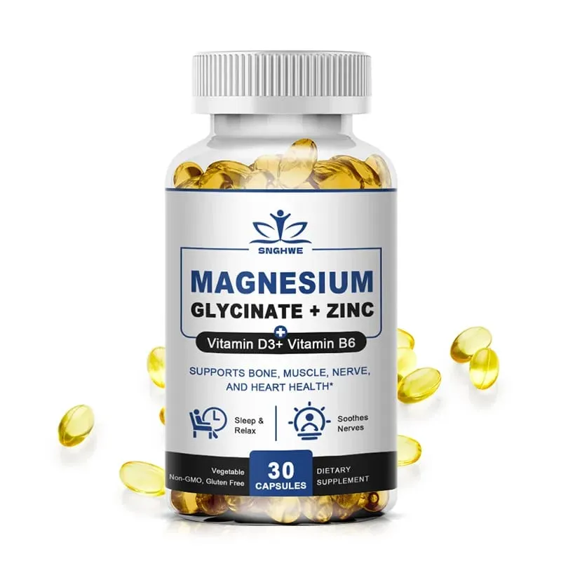 Magnesium & Zinc Capsules for Muscle Joint Bone Enzyme & Heart Health Rest &Relaxation Magnesium Glycinate Supplement