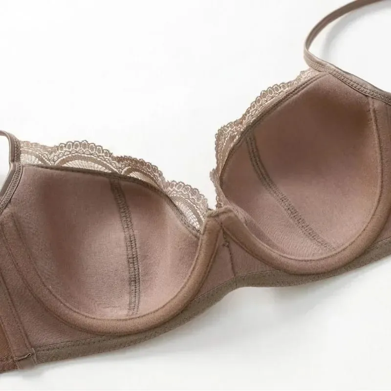 Women's Thin Smooth Satin Bra & Briefs Set Summer Solid Lace Decor Anti Sagging Lingerie Bra Sweet Underwear Suit Нижнее Белье — image 5