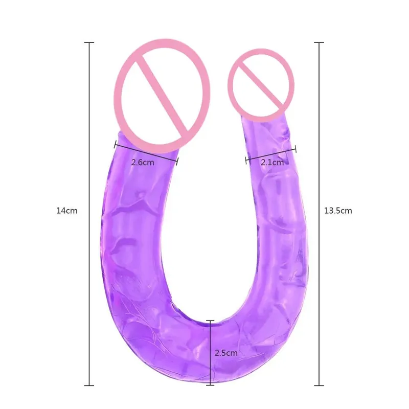 Soft Jelly Dildo Double Long 46cm Realistic Cock Lesbian Vaginal Anal Plug Flexible Fake Penis for Women Sex Toys — image 6