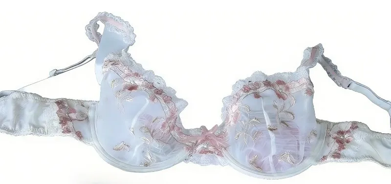 French Style Unlined Bra Set | Minimizer Lace Half Cup for Large Cup Size No Padding Thin Sheer Anti-Sagging Lingerie BANERDANNI — image 12