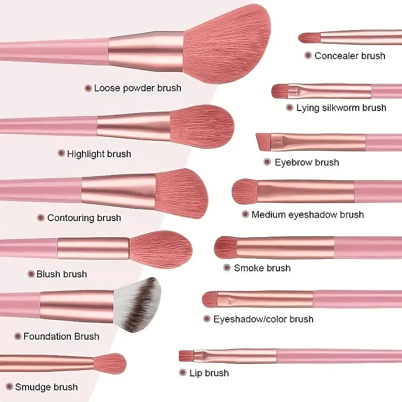 17 Pcs Makeup Brush Set with Sponge - Soft Fluffy Pink Kabuki Brushes for Foundation Powder & Eyeshadow | Beauty Kit — image 4