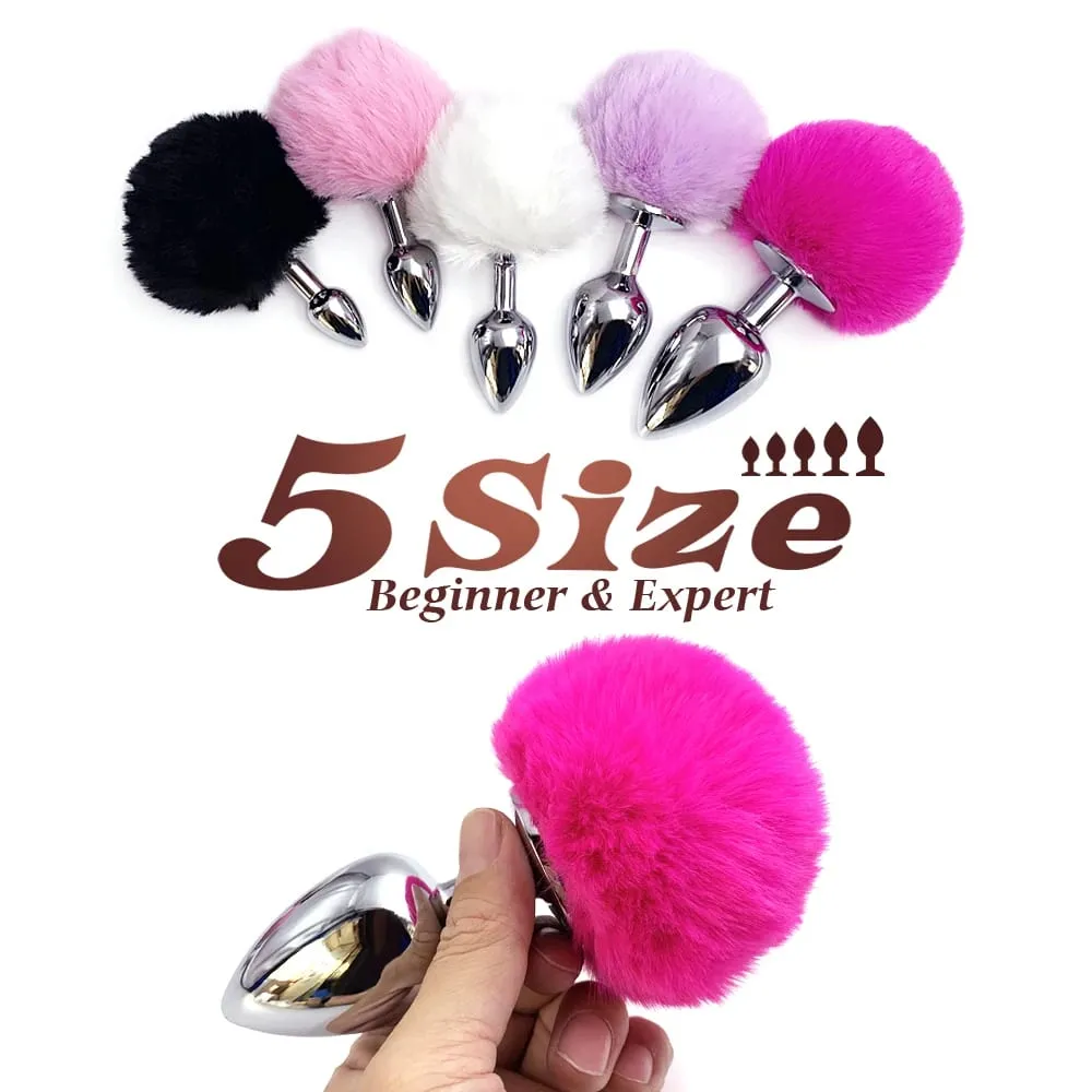 5 Colors 5 Sizes Stainless Steel Rabbit Tail Butt Anal Plug Sex Toy Adult Women Male Sexy Couple Toys Adults Fun Gay Dildo Gifts — image 2