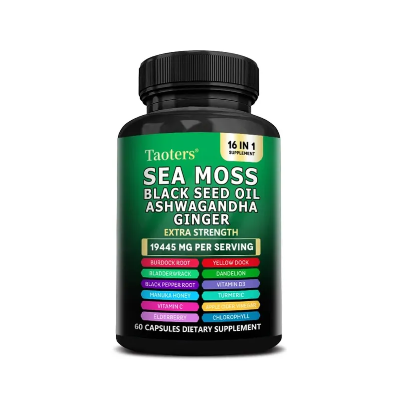 Dietary Supplement with Sea Moss Black Seed Oil Ashwagandha & Ginger - Helps Skin Health Immune Support Improve Sleep & Mood — image 9