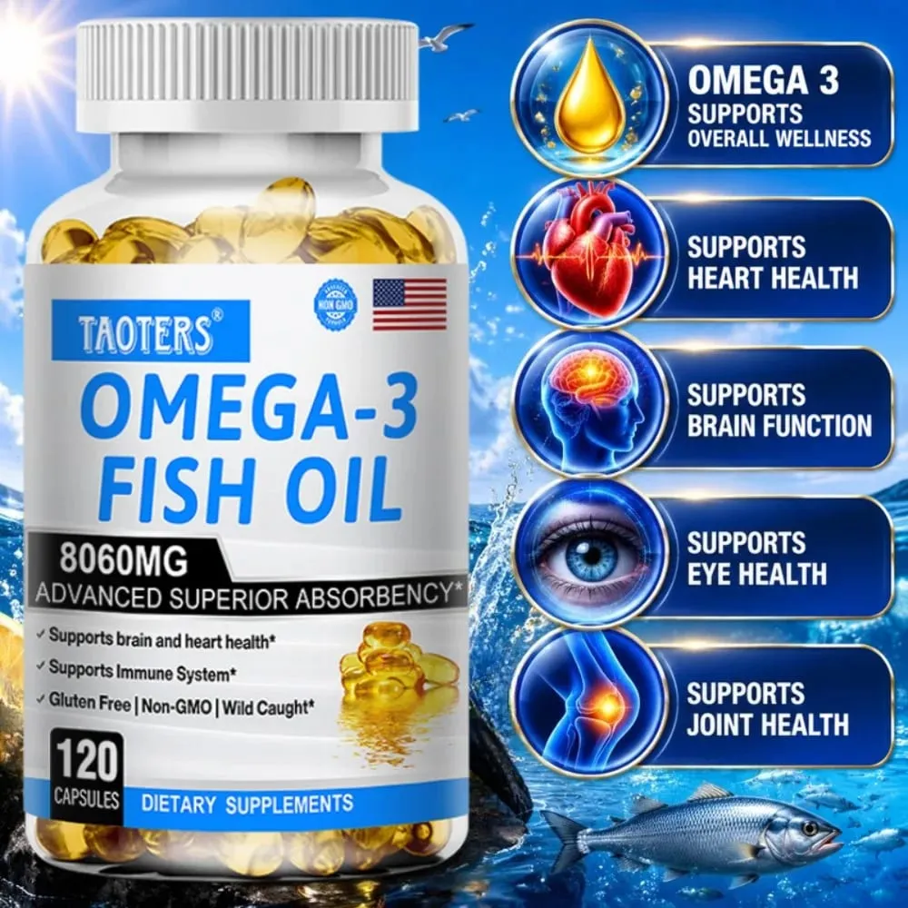 Omega-3 & EPA DHA – Heart Health Brain Health Inflammation Health Support Gluten-Free Easy To Swallow — image 1