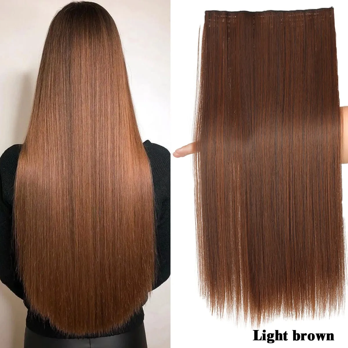Synthetic 20“24” 28 5 clip hair extension piece wig women extend heat-resistant wig long straight hair — image 8