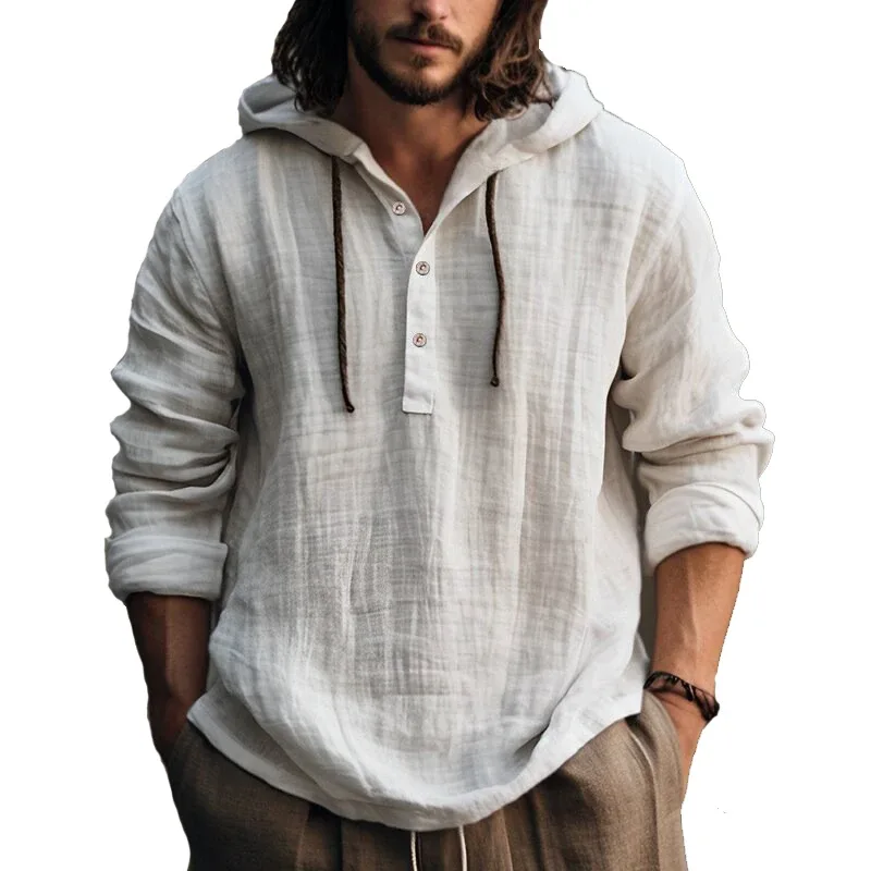 2024 Ny Casual Blus för män Bomull Linne Skjorta Lösa toppar Långärmad T-shirt Vår Höst Casual Herrskjortor — image 6