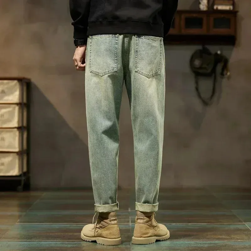 Men's Spring 2026 Loose Harem Pants Denim Retro Solid Comfortable Harajuku Straight Jeans Simple Fashion Versatile Cargo Trouser — image 4