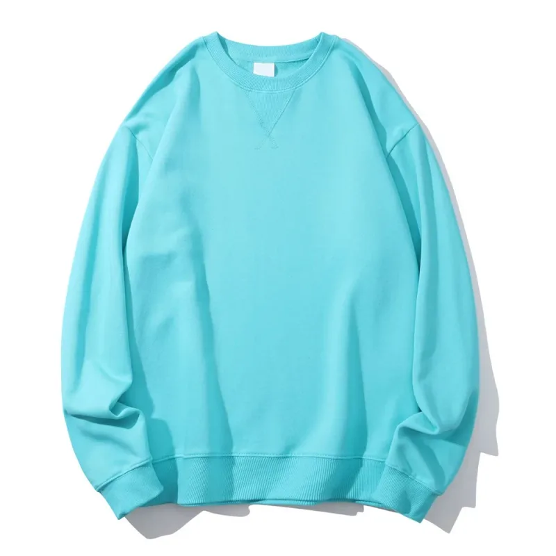 380g Tight Match Heavy Inverted Triangle Loose Versatile Solid Cotton Vintage Autum Winter Long Sleeve Round Neck Sweater — image 10