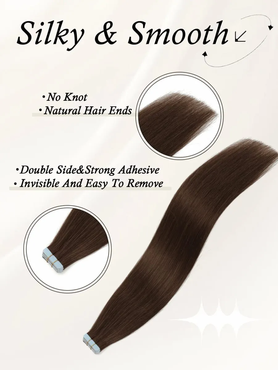 Tape In Hair Extensions 100% Human Hair Remy | 12-20 Inch 20pcs 30g Wefts for Thick or Thin Hair | No Damage Easy to Apply — image 2