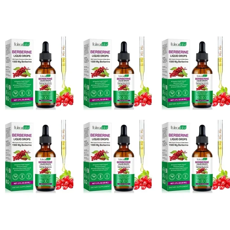 Holmanlabs Berberine Liquid Drops with Ceylon Cinnamon and Bitter Melon Digestive Health Support 1500 Mg Vegan Non-GMO 60 ML