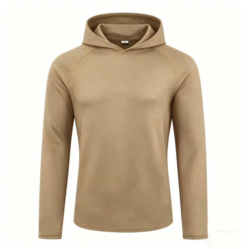 Camisetas masculinas de manga comprida com capuz e proteção solar Camiseta de secagem rápida sólida para homens Bodybuilding Fitness Muscle Sportwear Roupas de ginástica — image 10