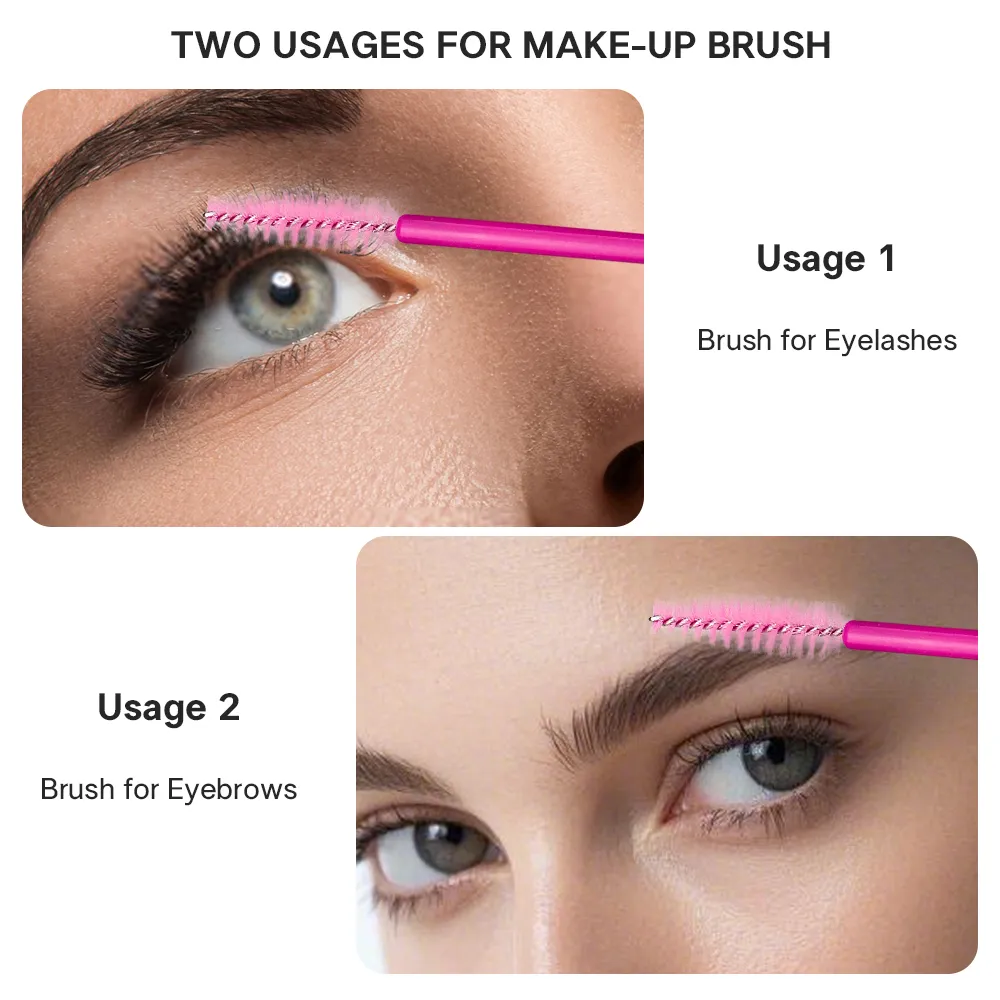 50pcs Disposable Eyelash Brushes Extension Rose Red Eyebrow Brush Mascara Wand Eye Lashes Cosmetic Tool Set Makeup Beauty — image 4