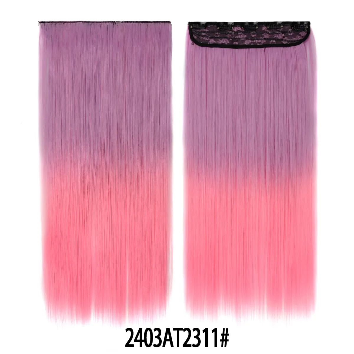 Jeedou Rainbow Hairpieces Clip In Hair Extension One Piece With 5Clips Ombre Color Straight Hair Wig For Girls Halloween Cosplay