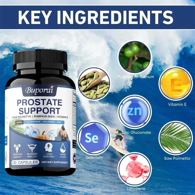 Prostatastöd - främjar prostata- och urinvägshälsan Minskar urineringsfrekvensen förbättrar immuniteten Icke-GMO