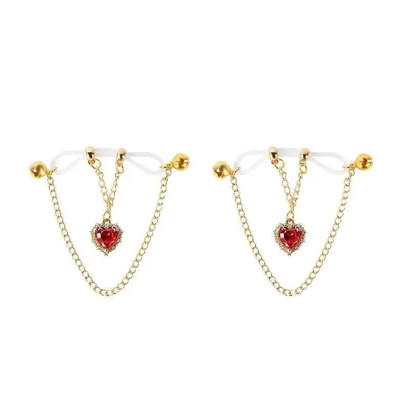 [NM]1 Pair Heart-shaped Gemstone Breast Clips Nipple Stimulator Sex Toys For Women Couple Nipple Clamps Adult Supplies[NM]