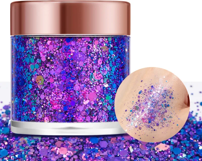 Body Face Glitter Gel Sequins for Eye & Body Hair Makeup Long-Lasting Shimmer Chameleon Gel Decorations Brighten Stage Makeup — image 7