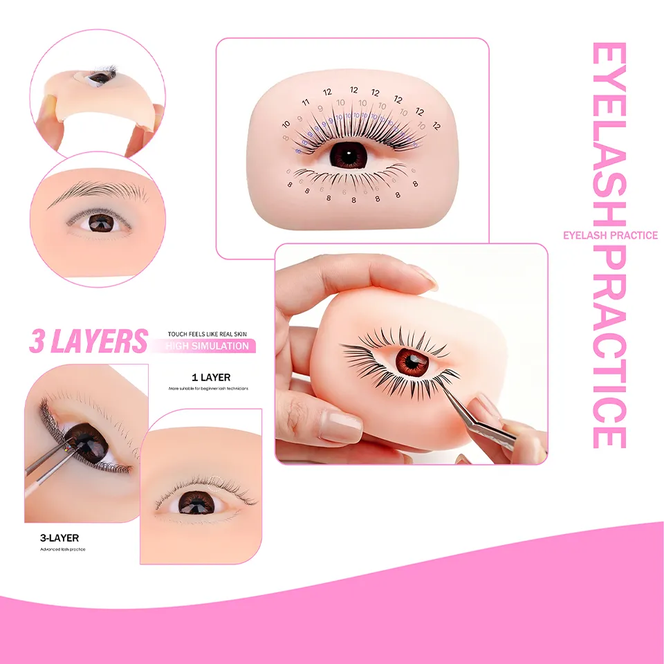 3 Layers Lashes Reusable Mannequin Eyes Eyelash Extension Eyes Model Doll Face Head Training Simulated Silicone Eye Makeup Tools — image 3