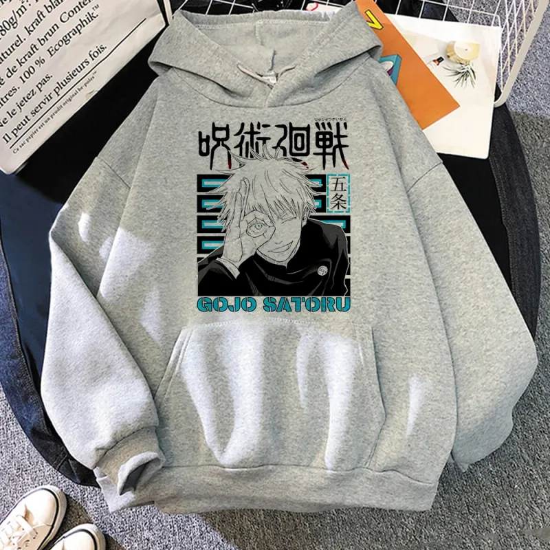 Anime Jujutsu Kaisen Manga Gojo Satoru Graphic Hoodies Vintage Oversized Hooded Long Sleeves Cotton Hoodie Men Women Clothes — image 5