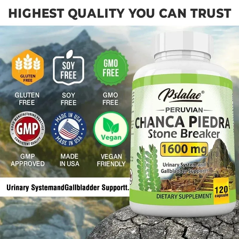 Chanca Piedra Capsules 1600mg - Urinary Tract Support Non-GMO Supplement Kidney Stone Crushing — image 4