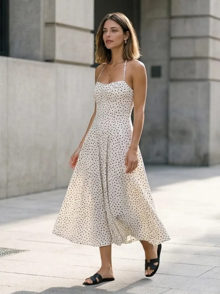 Willshela Women Fashion Pleated Backless Zipper A-Line Midi Dress Vintage Halter Slash Neck Female Chic Lady Dresses — image 5