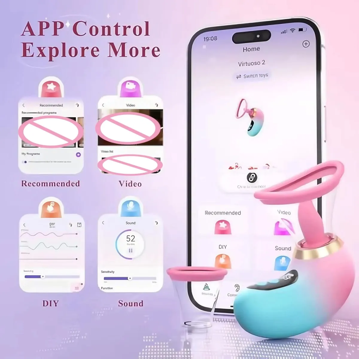 5IN1 Clitoris Sucker Vibrator Tongue Licking Nipple Vagina Massager APP Control Clit Stimulator LCD Display Sex Toy for Women