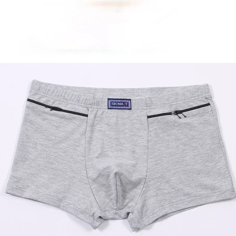 Cuecas boxer masculinas com bolsos, cuecas antirroubo, dois bolsos com zíper, cuecas de algodão, cuecas boxers masculinas, shorts de saque 3256802472559571