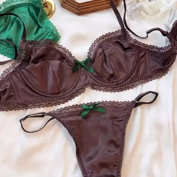 Ice Silk Brief Sets Comfort Underwear Women Sexy Lace Ultra Thin Push Up Bra Set High Quality Brassiere Breathable Lingerie — image 11