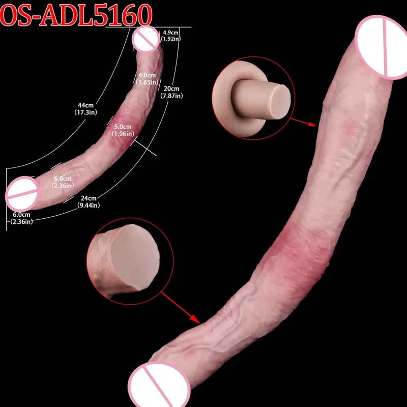 47cm Makatotohanang Mahabang Dildos Double Head Anal Vaginal Stimulator Sex Toy na May Sucker Para sa Lesbian Couples Gay Men Adult Tools — image 11