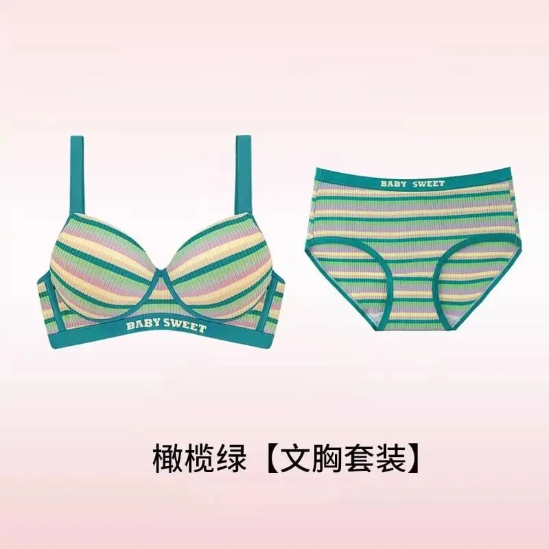 Seamless Bra Set for Women Rainbow Striped Shaping Bralette Lifting & Anti-Sagging Lingerie Small Bust Fit S-XL — image 12