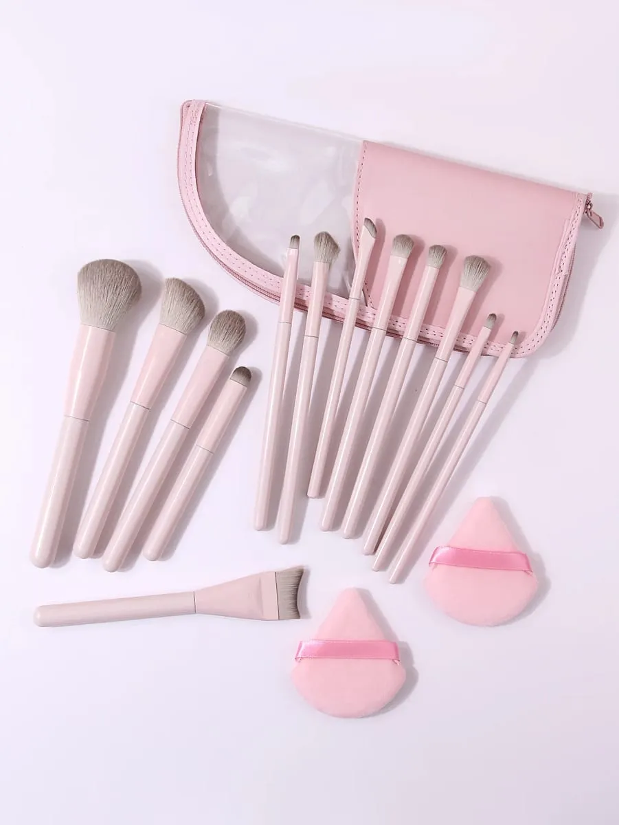 Ensemble de pinceaux de maquillage 16 pièces, avec bouffantes de poudre triangulaires et sac de rangement pour fond de teint, Blush, fard à paupières, Kit de maquillage complet pour le visage — image 4