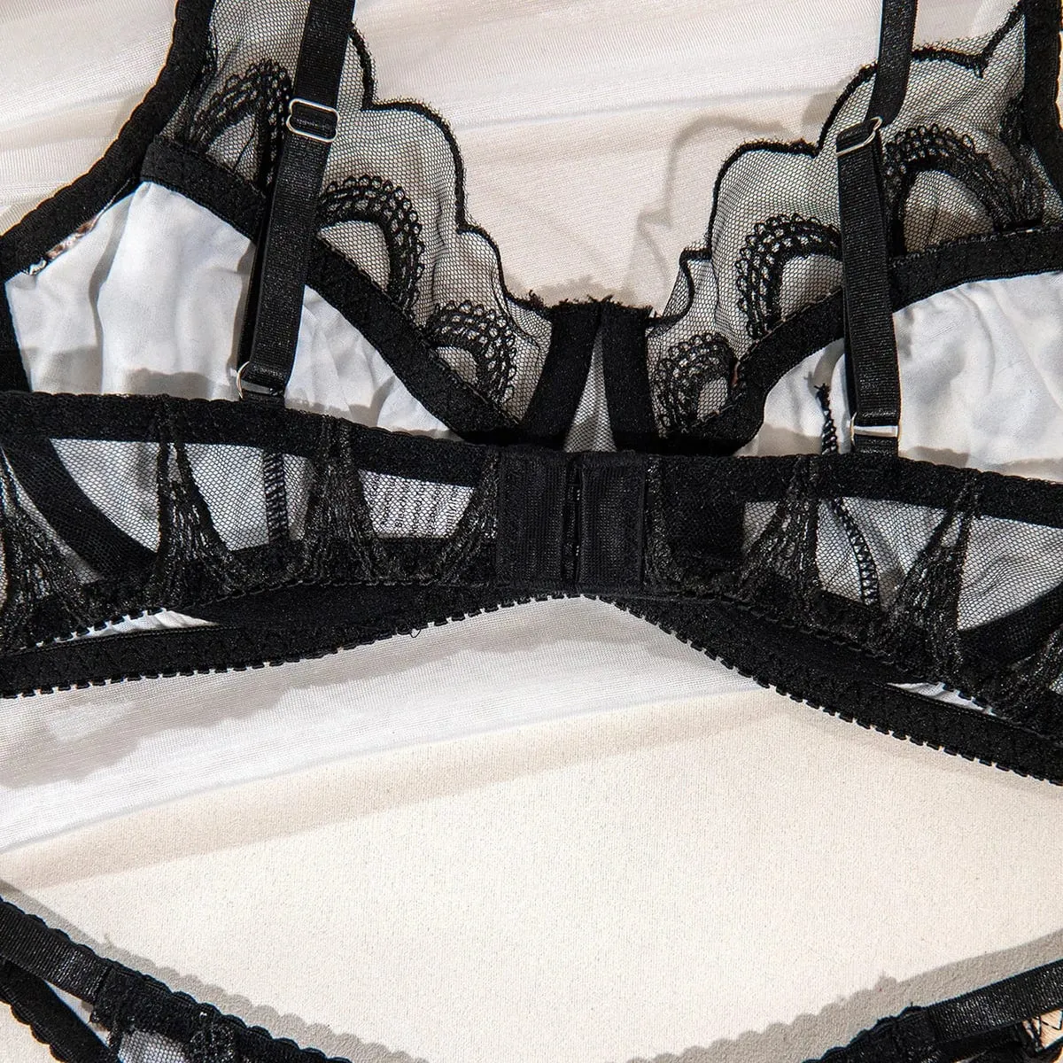 Sexy ultra fino laço leopardo impresso lingerie conjunto sem anel de aço perspectiva feminina roupa interior ver através de vestuário exótico terno — image 4