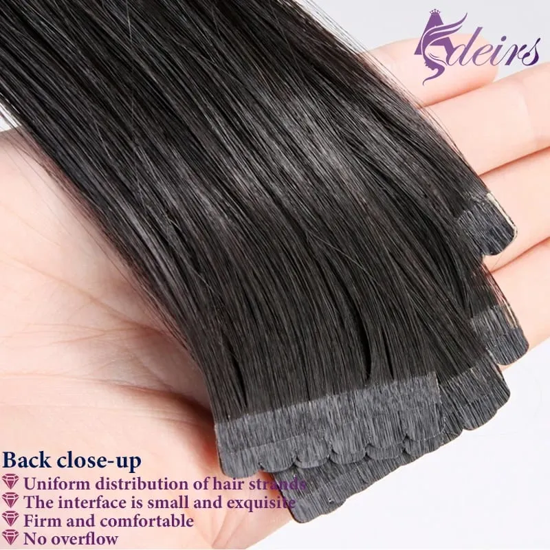 Mini Tape In Hair Extensions Really Human Hair Extensions Black Brown Blonde Invisible Tape In Straight 16"-26" For Salon — image 5