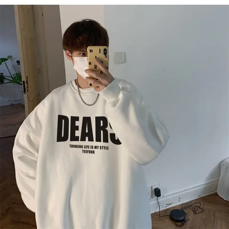 Autumn Men's High Street Letter Print O-Neck Hoodies 2026 Casual Fashion Graphic Long Sleeve Tops Y2K Youthful Basic Sweatshirts — image 7