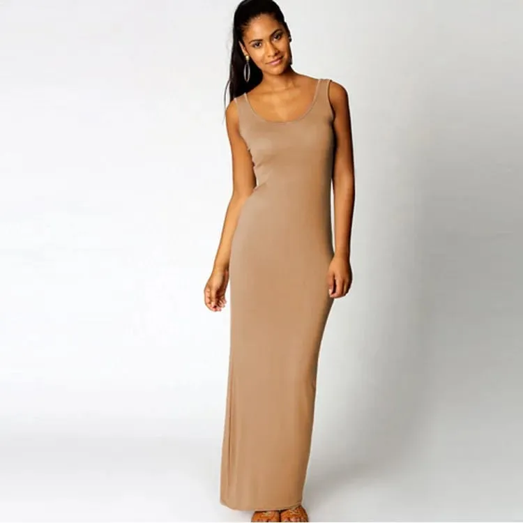 Women‘s Maxi Dress Sleeveless Bodycon Long Dress Elegant Casual Homewear Spring Summer Cool Solid-Color Dress — image 13
